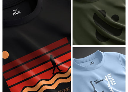100% Cotton Tshirts for Men Combo Pack of 3 | Regular Fit | Printed | Round Neck Half Sleeve